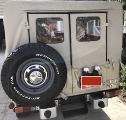 [T4375 ZIPP BEIG CL] Carpa FJ43/FJ46 LARGA (Puerta trasera Cortina, Khaki / Beige, Ventanas Claras)
